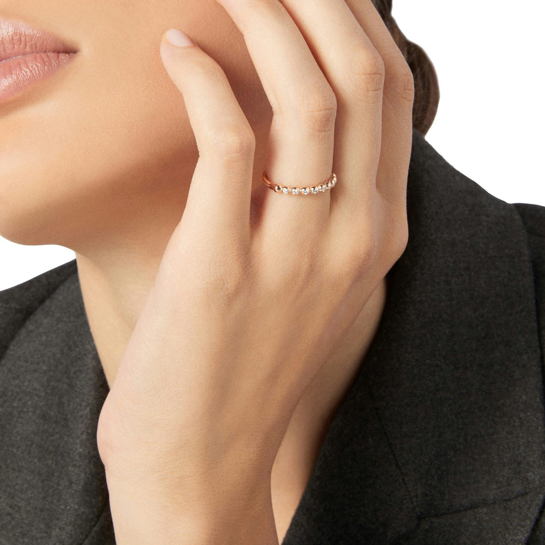 Anello Bollicine con 8 Diamanti Bianchi