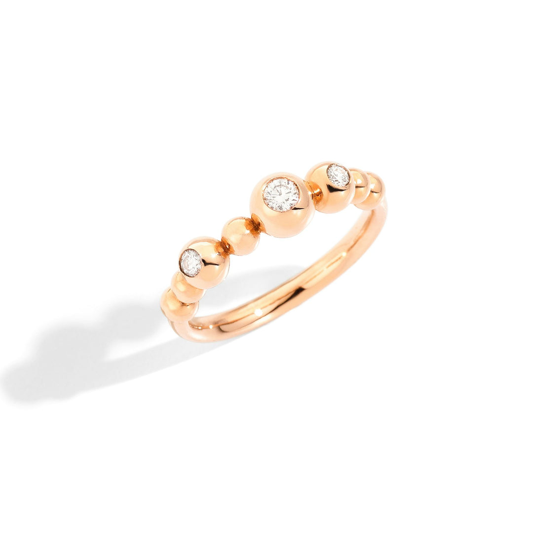 Anello Bollicine con 3 Diamanti Bianchi