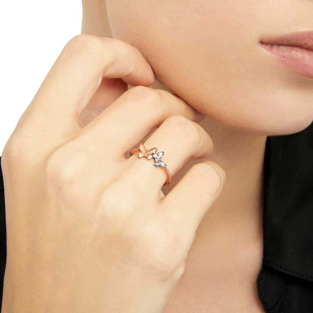Anello Farfalla con Diamanti Bianchi