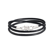 DoDo Bracciale nodo in oro bianco e pelle nera DBB900E-KNOT0-000OA