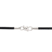 DoDo Bracciale nodo in oro bianco e pelle nera DBB900E-KNOT0-000OA