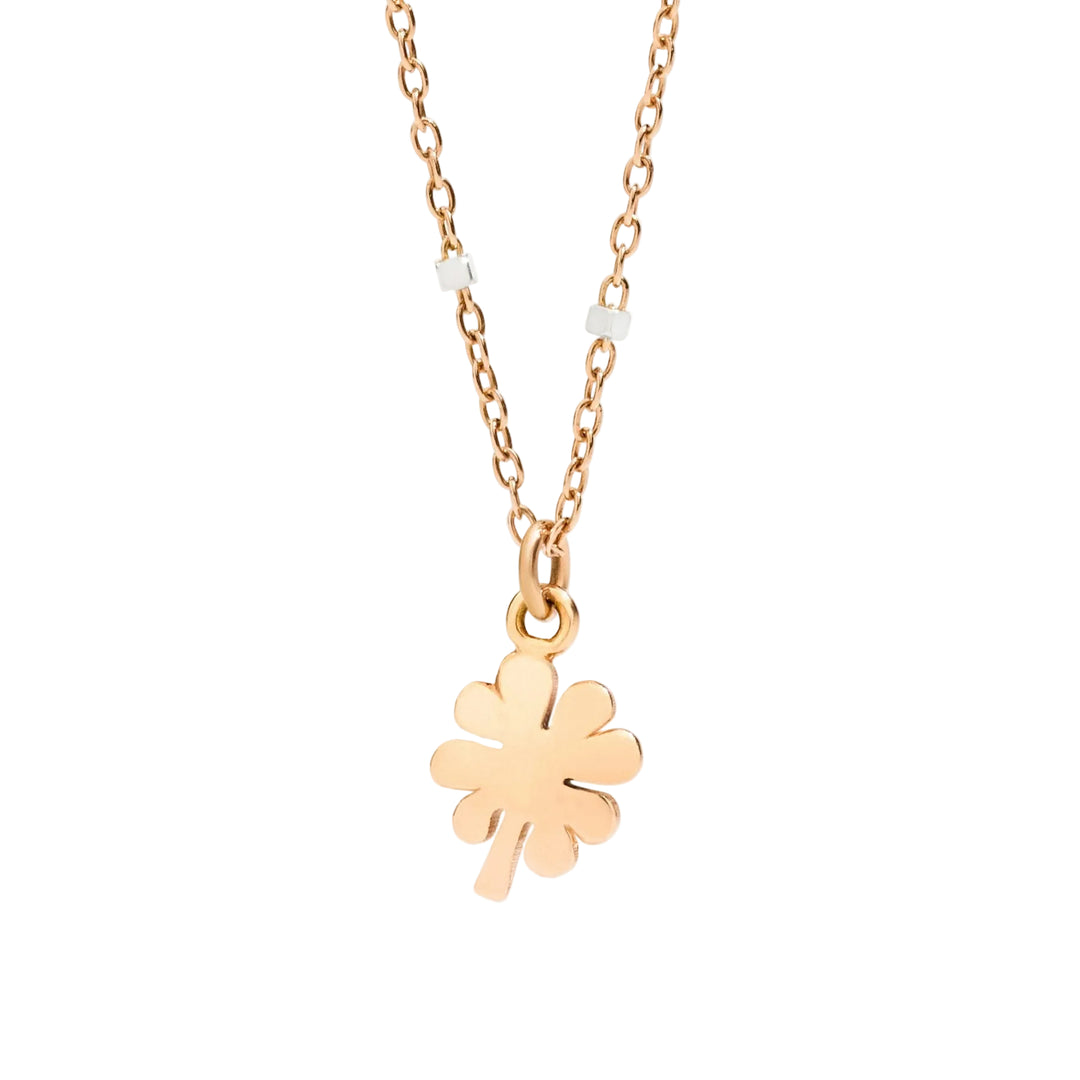 Collana mini quadrifoglio oro rosa