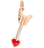 Load image into Gallery viewer, DoDo Charm freccia in oro rosa, diamanti e smalto DMB8040-ARROW-DB09R