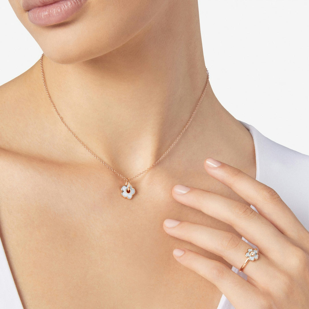 DoDo Ciondolo fiore oro rosa & smalto DMC3004-FLOWS-EPB9R - collana