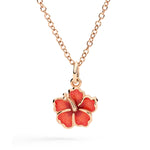 Load image into Gallery viewer, Ciondolo Fiore Ibisco Oro Rosa &amp; Smalto