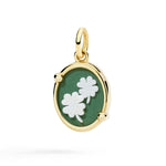 Load image into Gallery viewer, DoDo Ciondolo cammeo quadrifoglio DMC5016-CAMEO-VE09G - oro giallo e porcellana bianca e verde