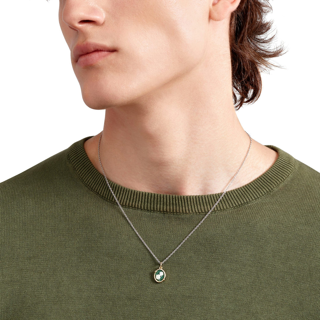 DoDo Ciondolo cammeo quadrifoglio DMC5016-CAMEO-VE09G - oro giallo e porcellana bianca e verde