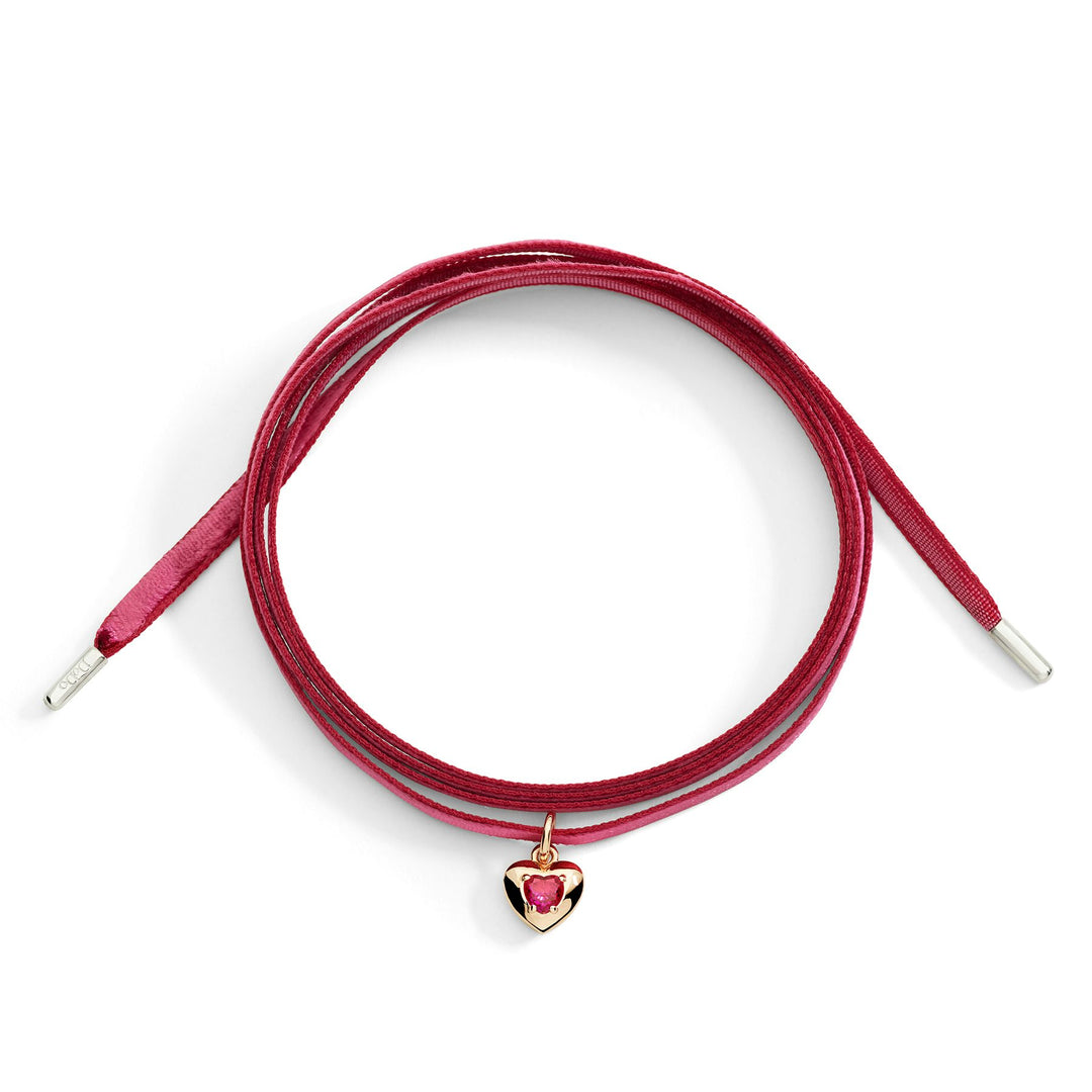 DoDo Ciondolo cuore oro rosa & rubino sintetico