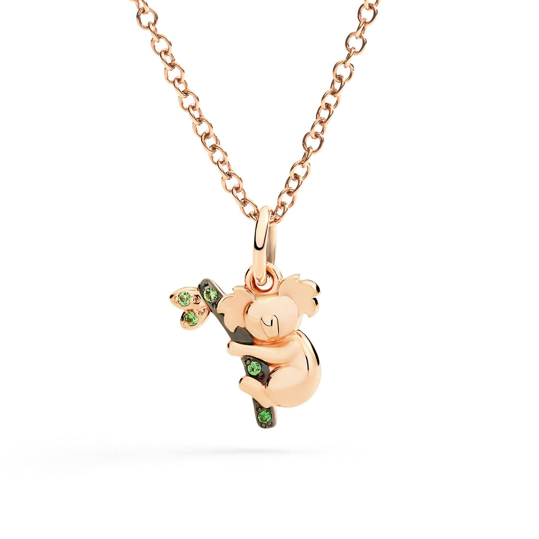 DoDo Ciondolo koala oro rosa e tsavoriti DMC6012-KOALA-0TZ9R