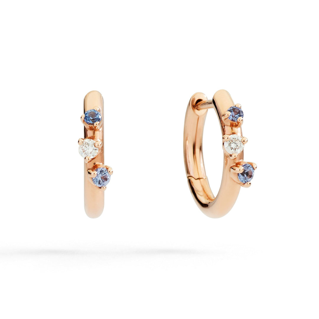 Orecchini Hoop Essen oro rosa con zaffiri e diamanti