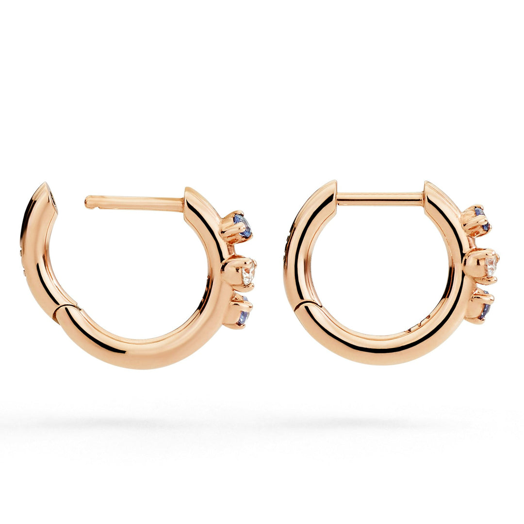 Orecchini Hoop Essen oro rosa con zaffiri e diamanti