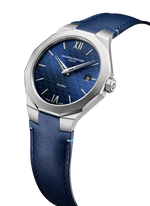 Load image into Gallery viewer, Baume &amp; Mercier Riviera 10846 - cassa acciaio - cinturino pelle blu - quadrante blu con datario