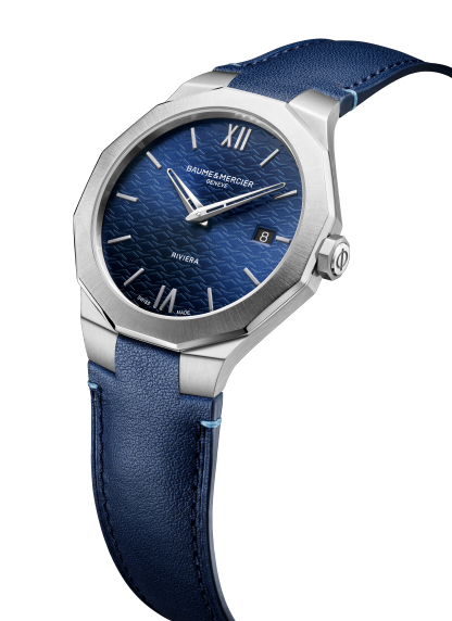 Baume & Mercier Riviera 10846 - cassa acciaio - cinturino pelle blu - quadrante blu con datario