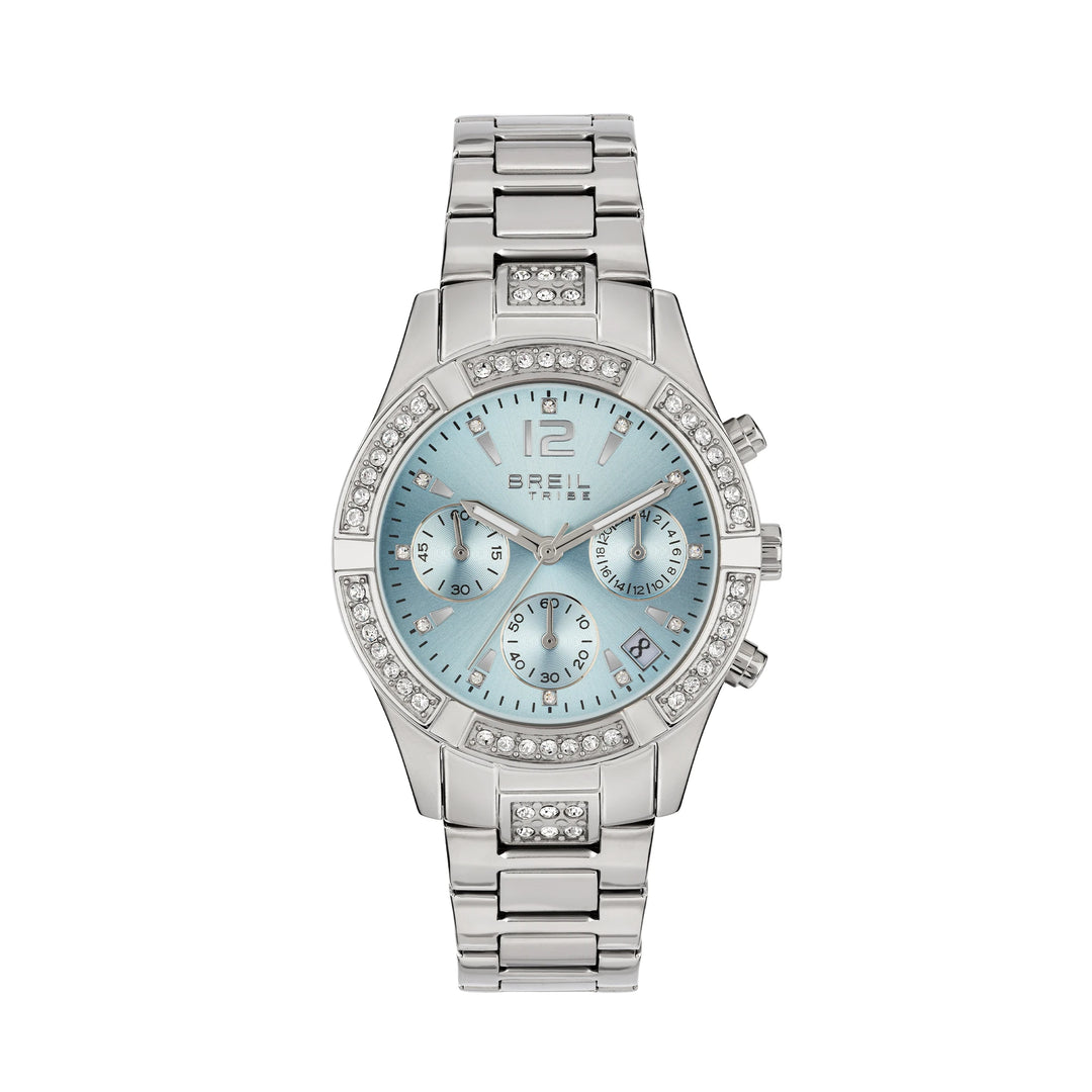 Breil C'est Chic EW0725 - cassa e bracciale acciaio - quadrante azzurro con cronografo e datario