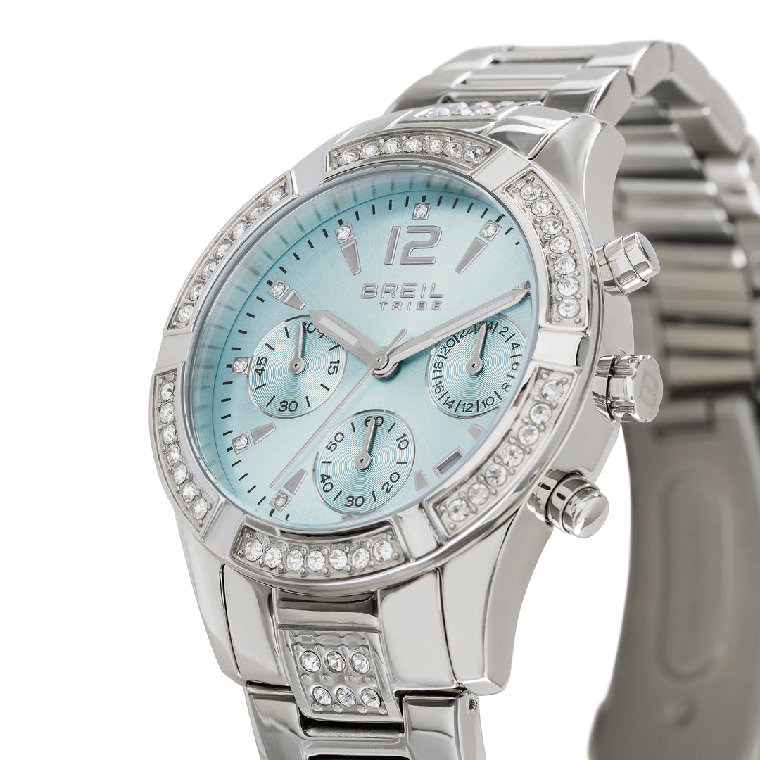 Breil C'est Chic EW0725 - cassa e bracciale acciaio - quadrante azzurro con cronografo e datario