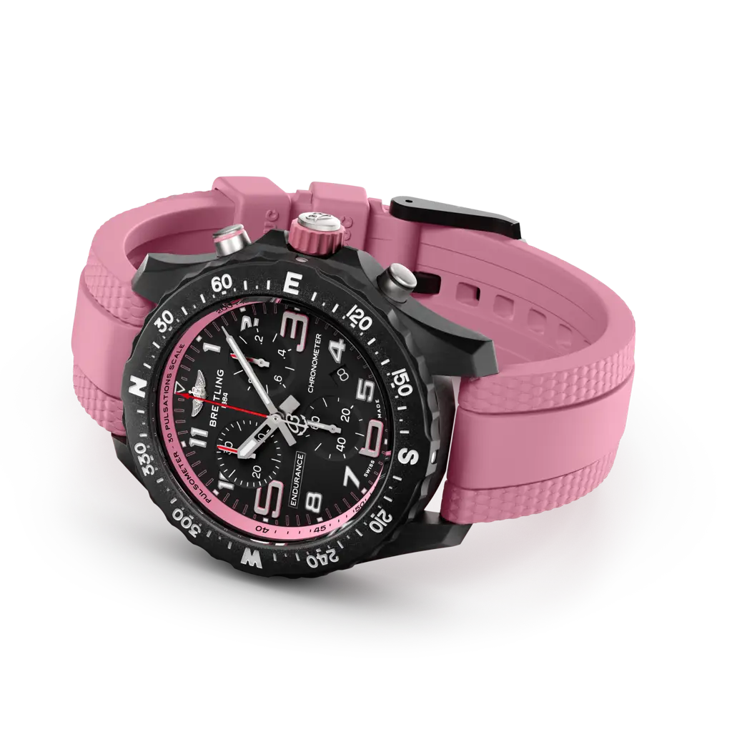 Cinturino rosa in caucciù con fibbia ad ardiglione in Breitlight® del Breitling Endurance Pro 38 X83310D41B1S1.