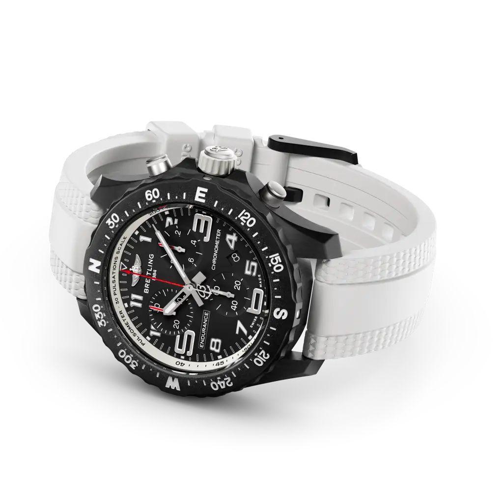 Cinturino bianco in caucciù con fibbia ad ardiglione in Breitlight® del Breitling Endurance Pro 38.