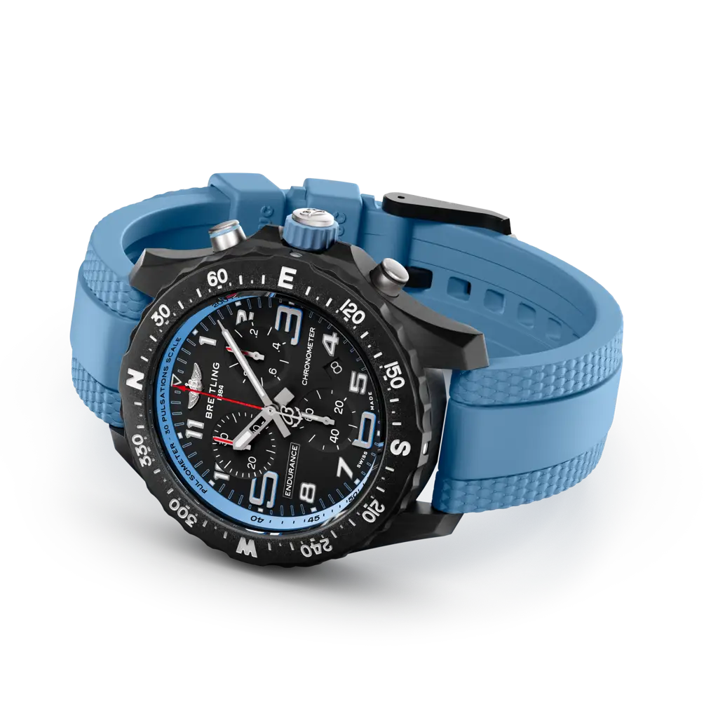 Cinturino blu in caucciù con chiusura ad ardiglione in Breitlight® del Breitling Endurance Pro 38 X83310281B1S1.