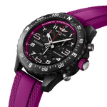 Load image into Gallery viewer, Profilo laterale della cassa rotonda in materiale Breitlight® viola con lunetta bidirezionale e vetro zaffiro antiriflesso.
