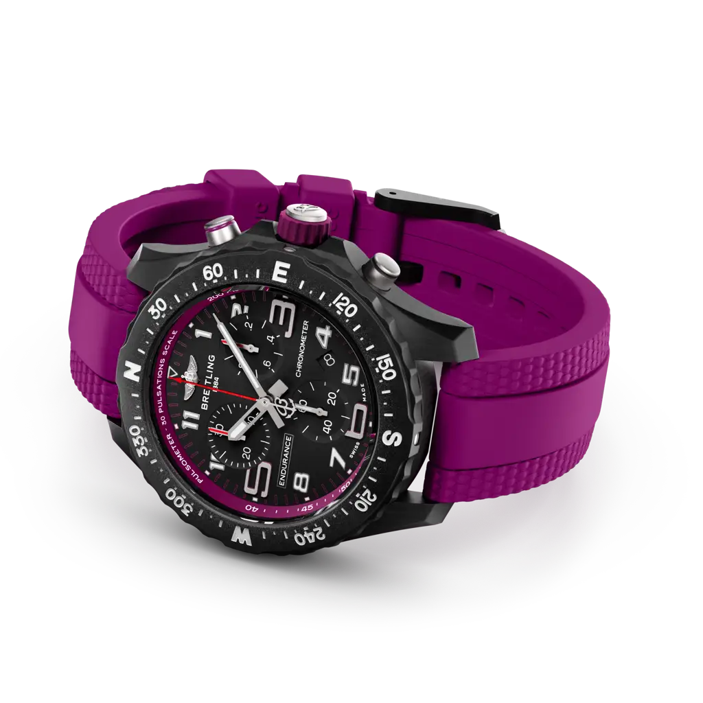 Cinturino viola in caucciù con fibbia ad ardiglione in Breitlight® del Breitling Endurance Pro 38 X83310F61B1S1.