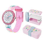 Load image into Gallery viewer, Set regalo Flik Flak Berry Nice con orologio e cestino da pranzo Monbento.
