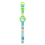 Load image into Gallery viewer, Dettaglio del cinturino tessile multicolore in PET riciclato Flik Flak Color in Neon.

