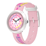 Load image into Gallery viewer, Orologio Flik Flak In My Bag modello FBNP247 con cassa colorata e quadrante decorato con grafica ispirata alla cancelleria scolastica.

