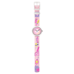 Load image into Gallery viewer, Vista frontale dell’orologio Flik Flak In My Bag FBNP247 con lancette colorate per una facile lettura dell’ora.
