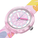 Load image into Gallery viewer, Dettaglio del cinturino tessile multicolore in PET riciclato Flik Flak Pastel Paradise.
