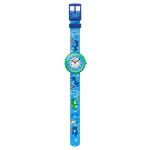Load image into Gallery viewer, Vista laterale della cassa verde in plastica di origine biologica del Flik Flak Soccerozaurus
