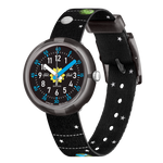 Load image into Gallery viewer, Orologio Flik Flak Solar System FPNP097 con quadrante nero e pianeti colorati.
