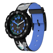 Orologio Flik Flak Stage Star FPSP077 con cassa multicolore in plastica e quadrante con numeri grandi e colorati a tema musicale.