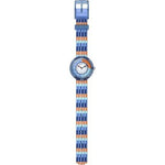 Load image into Gallery viewer, Dettaglio del cinturino tessile multicolore in PET riciclato Flik Flak Stripy Stripes.

