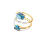 Load image into Gallery viewer, Anello Contrarié &quot;Dancing Elite&quot; con Topazio London Blu
