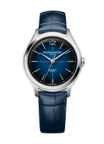 Load image into Gallery viewer, Baume &amp; Mercier Clifton 10833 - cassa acciaio - cinturino pelle alligatore blu - quadrante blu con datario