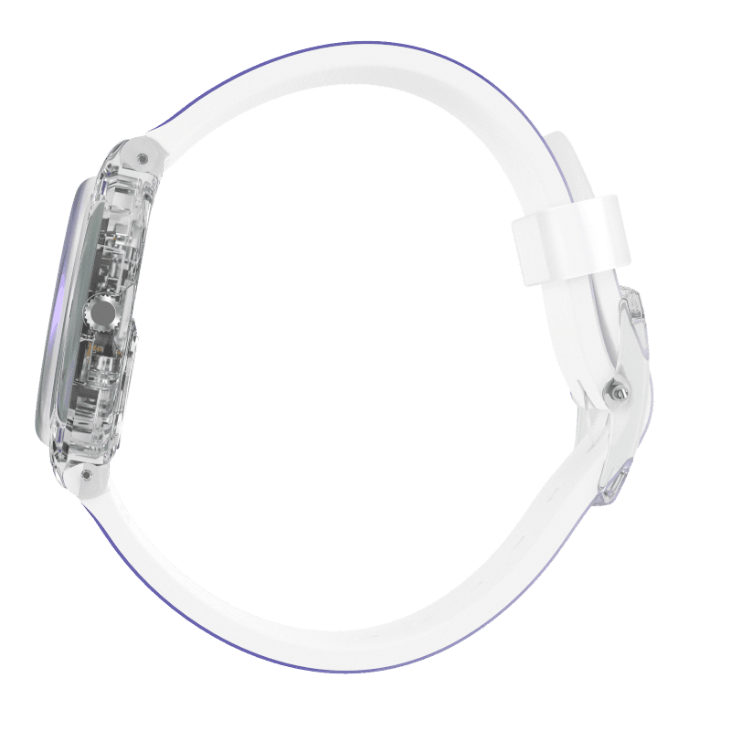 Swatch Ultralavande SGE718 - Ferrari Luca Gioielli - cassa trasparente in plastica - cinturino silicone viola - quadrante sfumato con datario
