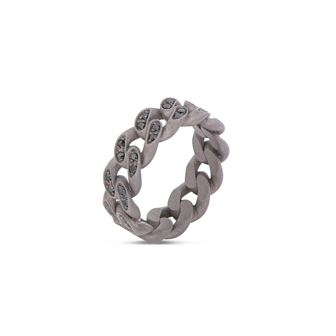 MANO|J Anello in titanio incassato con diamanti black GROUBIGANTTB_20