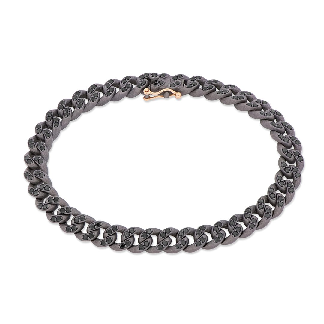 MANO|J Bracciale in titanio, diamanti black e oro rosso GROUBRTBSN