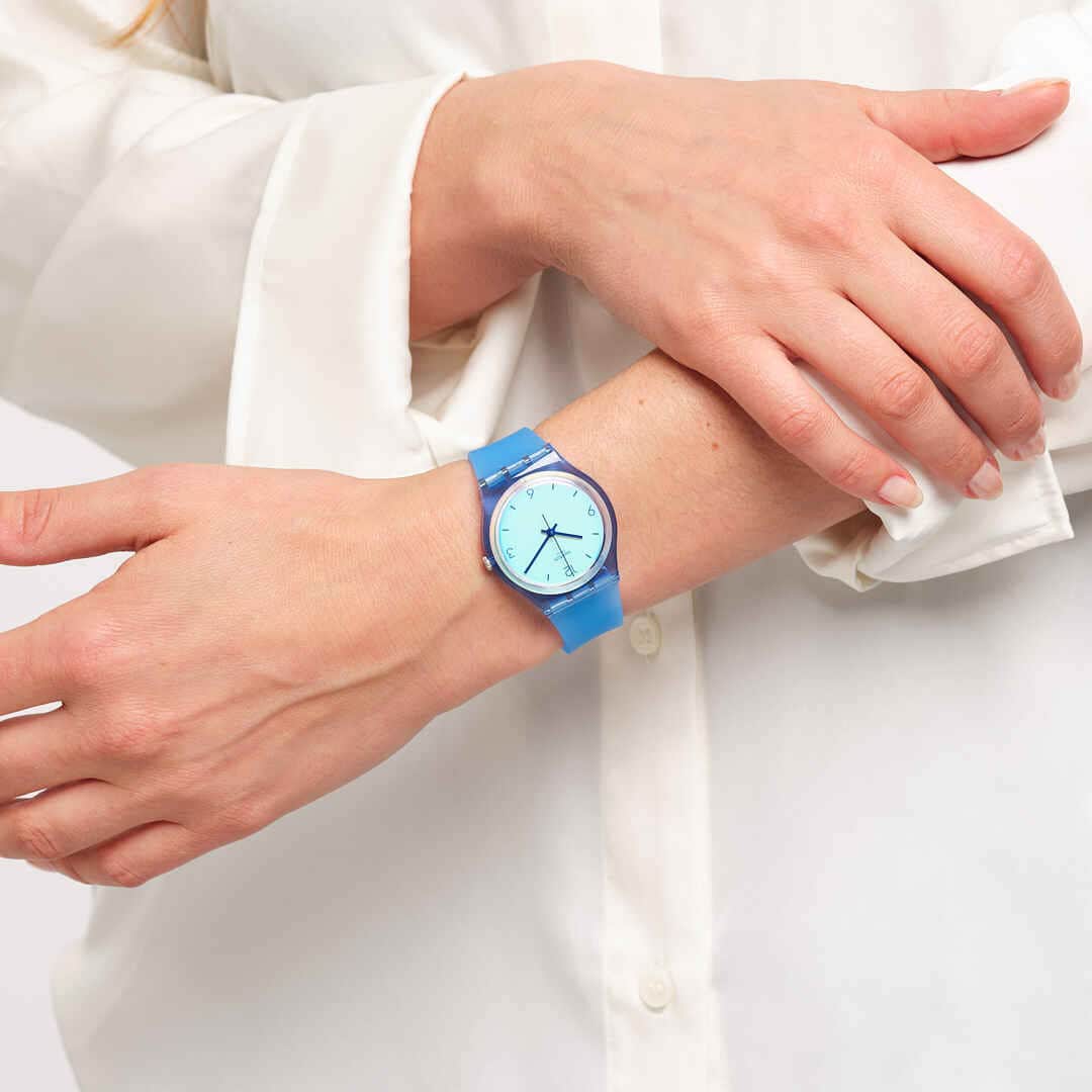 Swatch Swan Ocean SGS165 - cassa azzurra in plastica - cinturino azzurro in silicone - quadrante turchese
