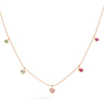 Load image into Gallery viewer, Gioiello collana unisex in oro rosa con mix di pietre colorate, simbolo di eleganza e stile vibrante.
