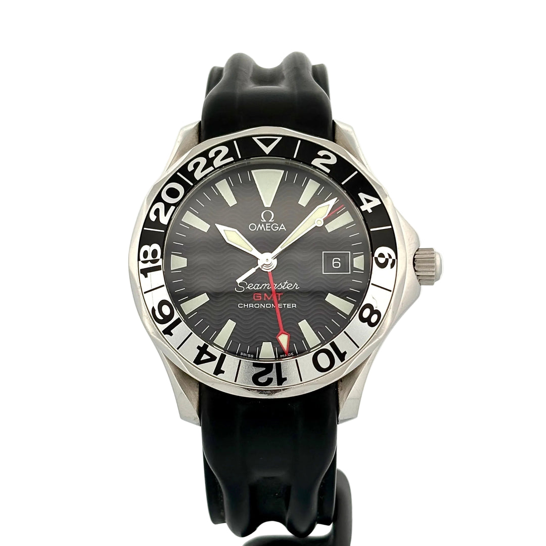 OMEGA Seamaster Diver GMT ref 2834.50.91 - cinturino caucciù nero - cassa acciaio - quadrante nero con datario e funzione GMT