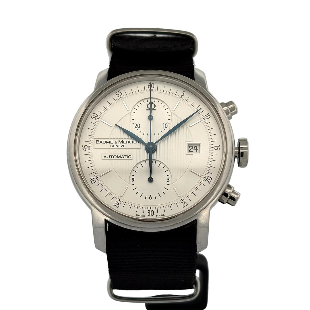 Buame & Mercier Classima Chrono Automatic 42mm ref. 8692 - cinturino pelle - cassa acciaio - quadrante bianco con cronografo e datario