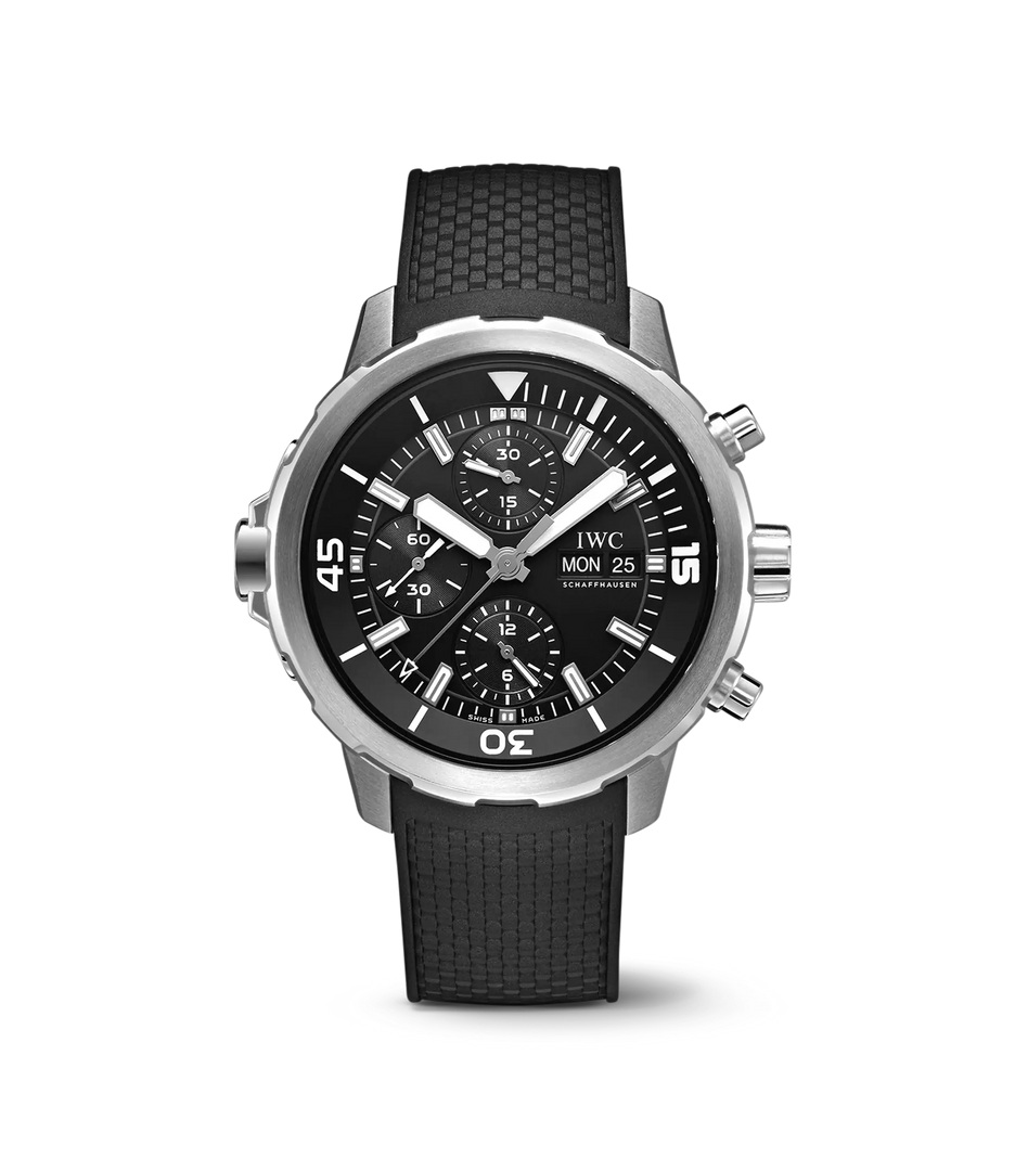 IWC Aquatimer Chronograph IW376803 con cassa acciaio 44 mm e quadrante nero luminescente.