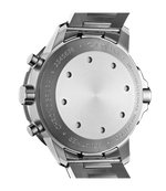 Load image into Gallery viewer, Dettaglio quadrante nero con lancette luminescenti, cronografo flyback e datario.

