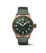 Load image into Gallery viewer, IWC Big Pilot’s Watch 43 Spitfire IW329702 con cassa in bronzo da 43 mm e quadrante verde militare opaco.
