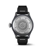 Load image into Gallery viewer, Dettaglio quadrante nero minimalista con lancette e numeri luminescenti bianchi.
