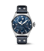 Load image into Gallery viewer, IWC Big Pilot’s Watch Perpetual Calendar IW503605 con cassa in acciaio 46,2 mm e quadrante blu racing sunray.
