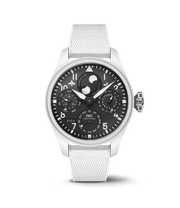 IWC Big Pilot’s Watch Perpetual Calendar TOP GUN Lake Tahoe IW503008 con cassa ceramica bianca da 46,5 mm e quadrante bianco sunray.