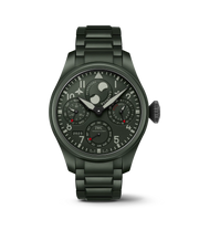 IWC Big Pilot’s Watch Perpetual Calendar TOP GUN Woodland IW503101 con cassa in ceramica verde militare da 46,5 mm e quadrante verde satinato.