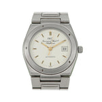 Load image into Gallery viewer, Quadrante bianco con texture a carta millimetrata, indici a bastone e lancette luminescenti dell&#39;IWC Ingenieur SL Mid Size
